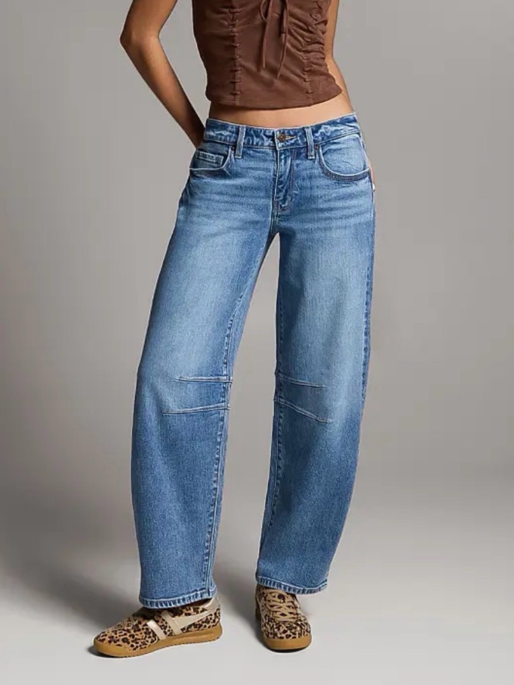 BKE Women's Light Blue barrel Jeans